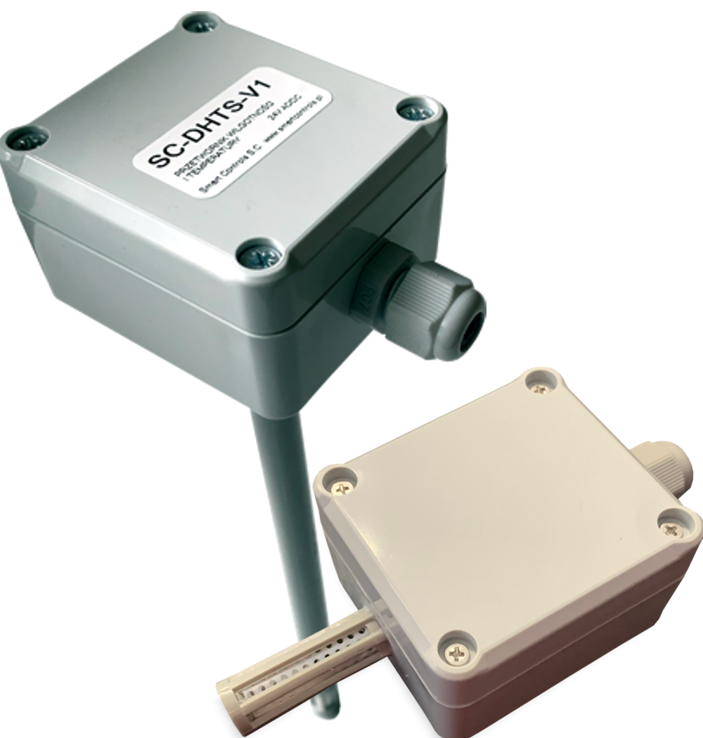 Przetwornik wilgotności i temperatury 0-10V, 2-10V, 4-20mA, 0-20mA, 0-5V, RS485 Modbus RTU - SC-DHTS SC-WHTS